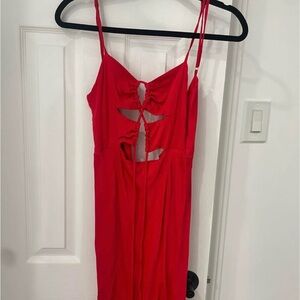Meshki Red Cut-Out Midi Dress